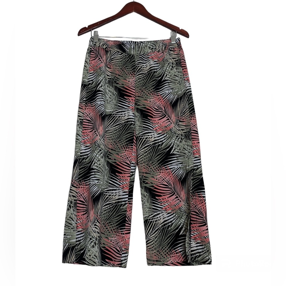 White House Black Market Tropical Print Wide Leg Cropped Pants Womens Size 4